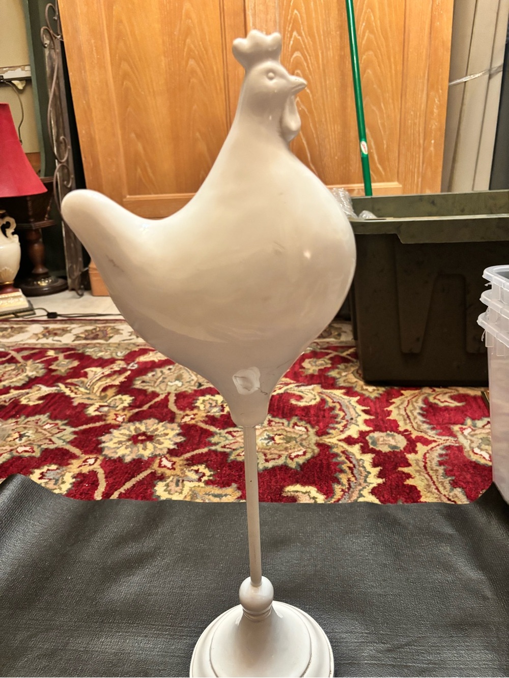 White Ceramic Rooster Figurine Decorative Accent